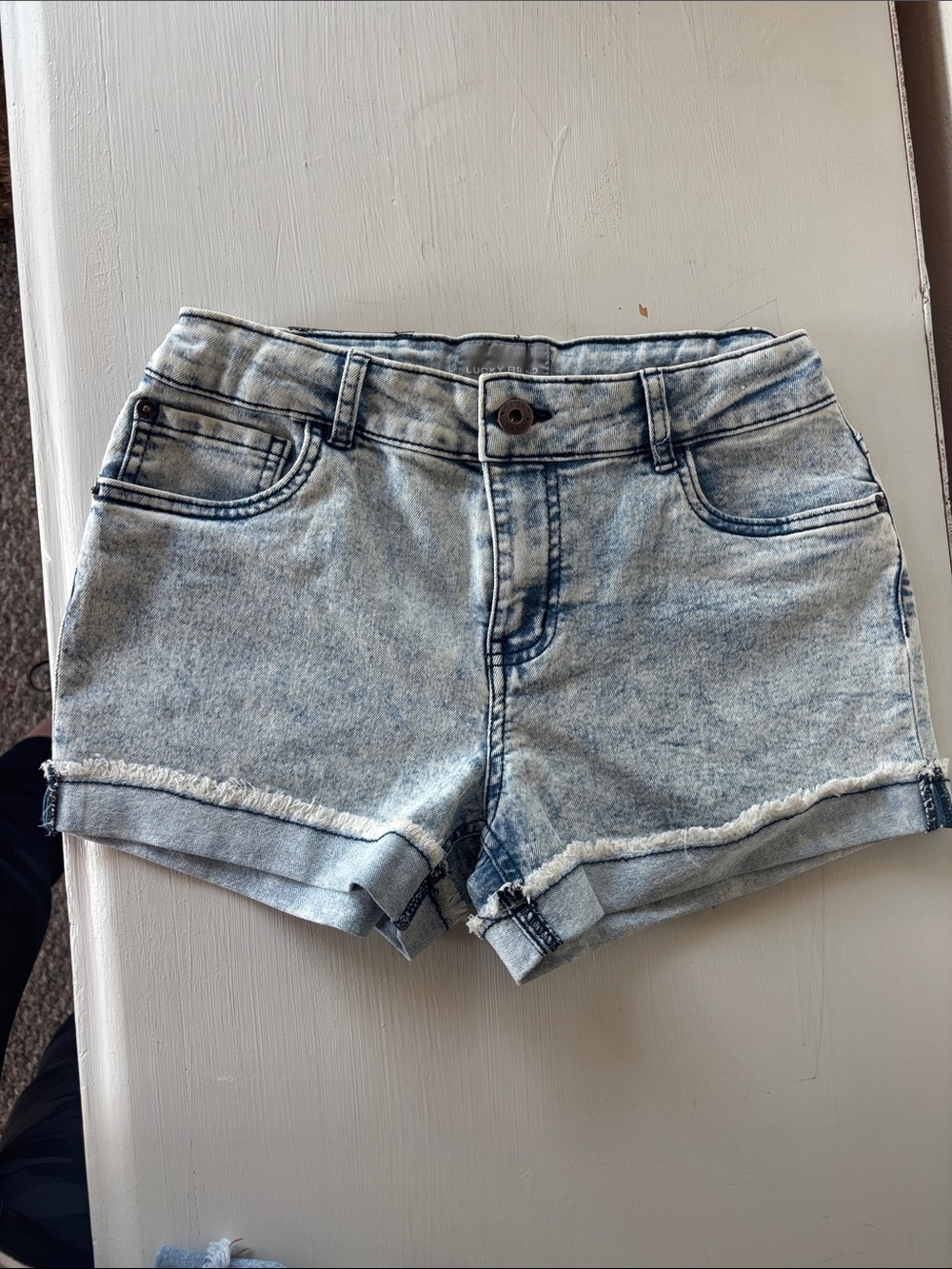 Girls Lucky Brand Light Blue Acid Wash Denim Shorts